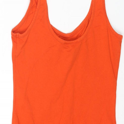 Miss Selfridge Womens Orange Cotton Bodysuit One-Piece Size 10 Snap