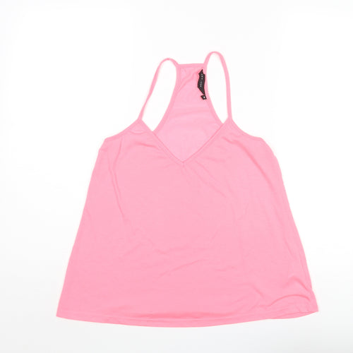New Look Womens Pink Polyester Camisole Tank Size 10 V-Neck
