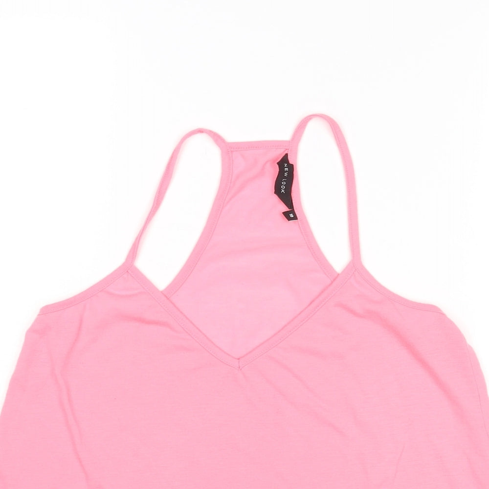 New Look Womens Pink Polyester Camisole Tank Size 10 V-Neck