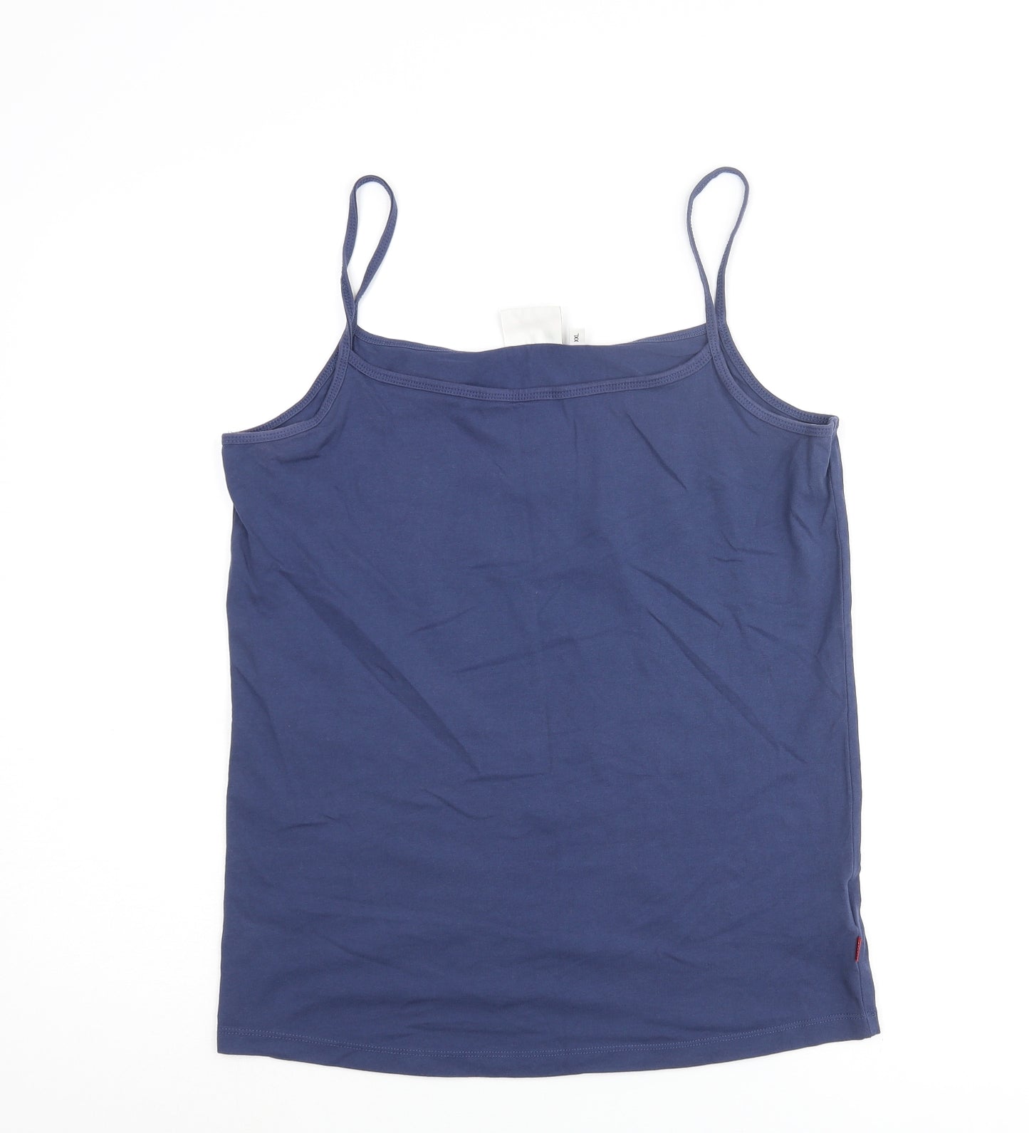 Jackpot Womens Blue Cotton Basic Tank Size 2XL Scoop Neck