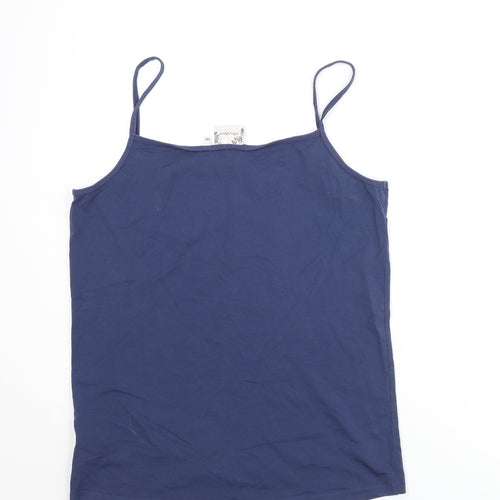 Jackpot Womens Blue Cotton Basic Tank Size 2XL Scoop Neck