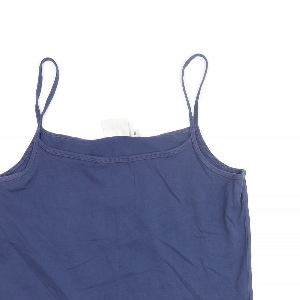 Jackpot Womens Blue Cotton Basic Tank Size 2XL Scoop Neck