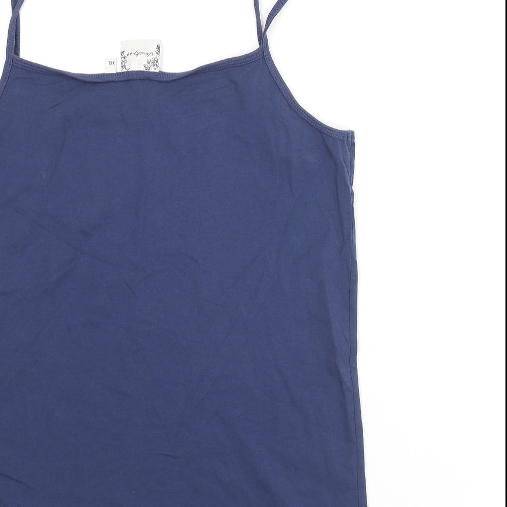 Jackpot Womens Blue Cotton Basic Tank Size 2XL Scoop Neck