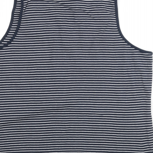 Marks and Spencer Womens Blue Striped Cotton Basic Tank Size 24 Round Neck