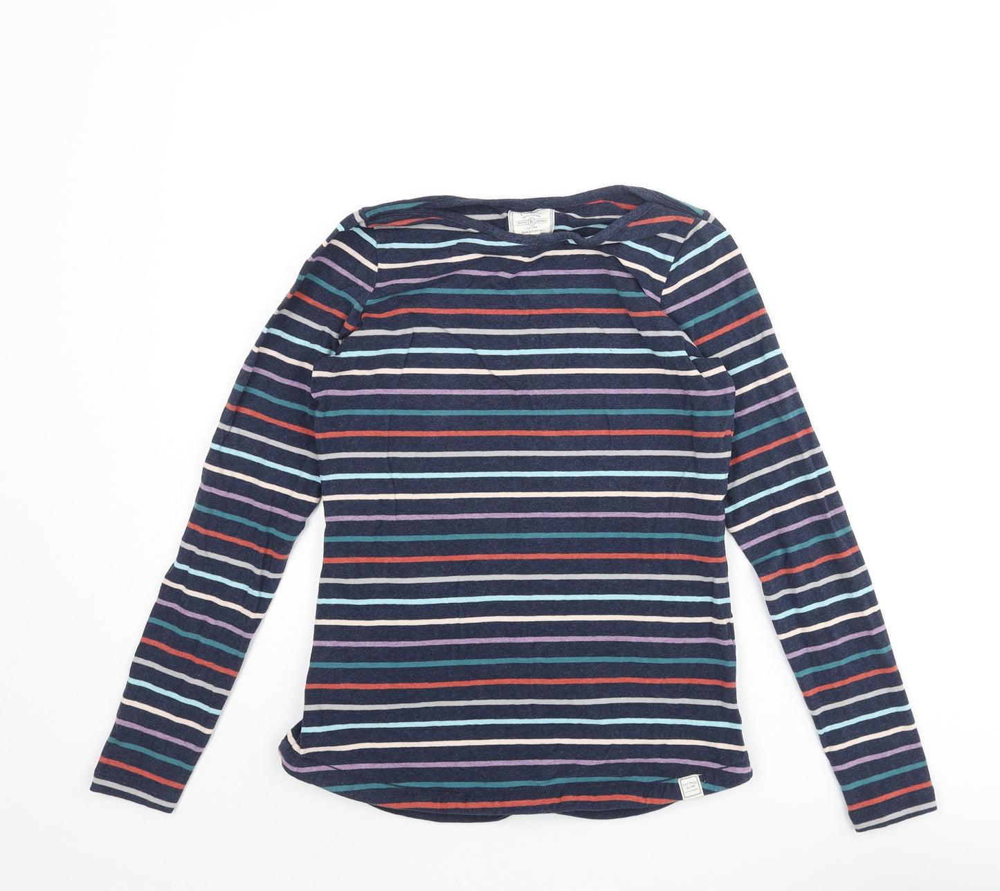 Fat Face Womens Multicoloured Striped Cotton Basic T-Shirt Size 6 Boat Neck