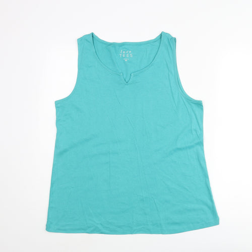 Love Tees Womens Blue Cotton Basic Tank Size 20 Scoop Neck