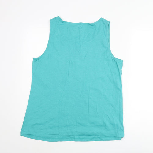 Love Tees Womens Blue Cotton Basic Tank Size 20 Scoop Neck