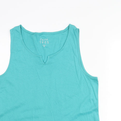Love Tees Womens Blue Cotton Basic Tank Size 20 Scoop Neck