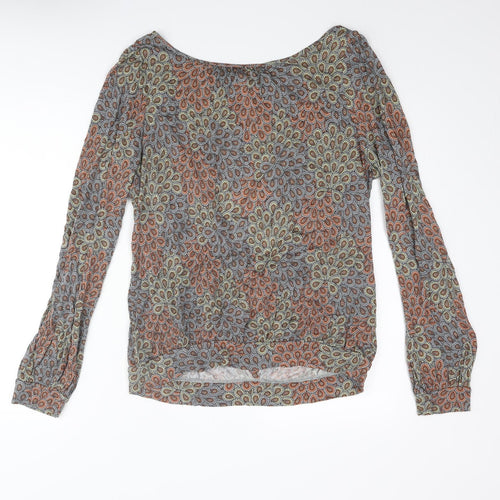 Warehouse Womens Multicoloured Geometric Viscose Basic Blouse Size 14 Boat Neck - Open Back
