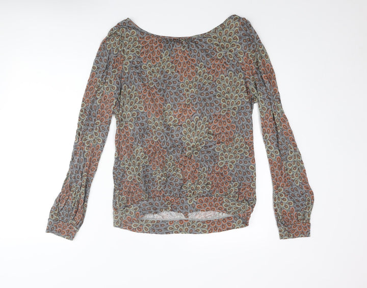 Warehouse Womens Multicoloured Geometric Viscose Basic Blouse Size 14 Boat Neck - Open Back