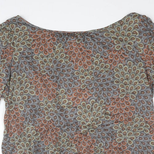 Warehouse Womens Multicoloured Geometric Viscose Basic Blouse Size 14 Boat Neck - Open Back
