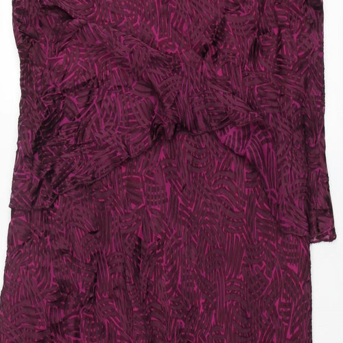 CC Womens Purple Geometric Viscose Shift Size 18 V-Neck Zip - Sequin Detail