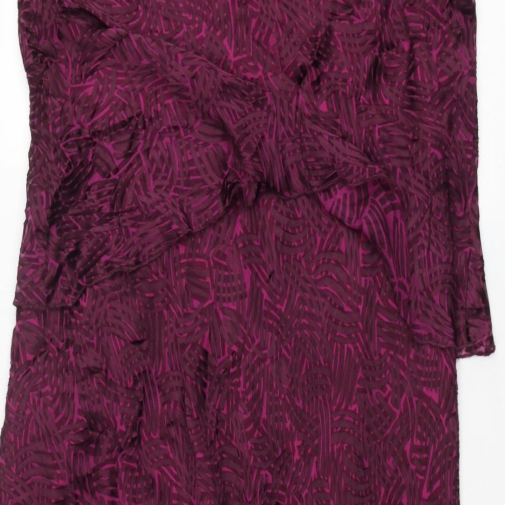 CC Womens Purple Geometric Viscose Shift Size 18 V-Neck Zip - Sequin Detail