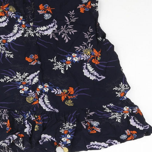 Marks and Spencer Womens Blue Floral Viscose Camisole Blouse Size 8 Mock Neck - Frill