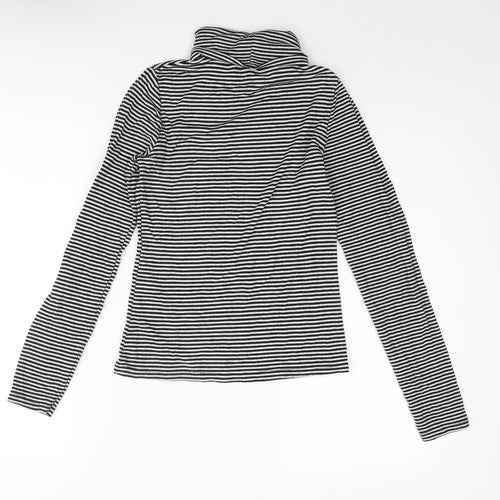 New Look Womens Black Striped Viscose Basic T-Shirt Size 12 Roll Neck
