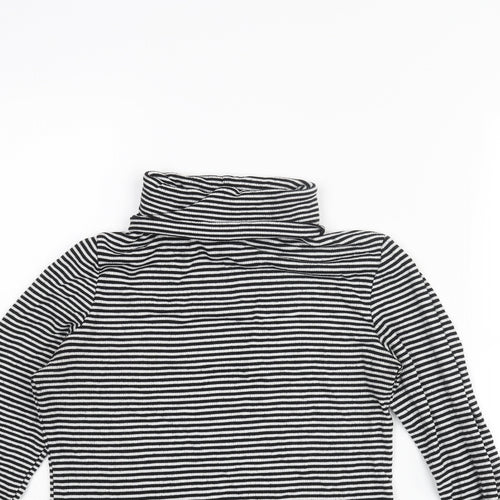 New Look Womens Black Striped Viscose Basic T-Shirt Size 12 Roll Neck