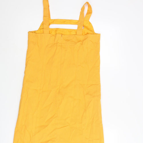 Tara Jarmon Womens Yellow Polyester Shift Size 12 Square Neck Zip - Cut Out Detail
