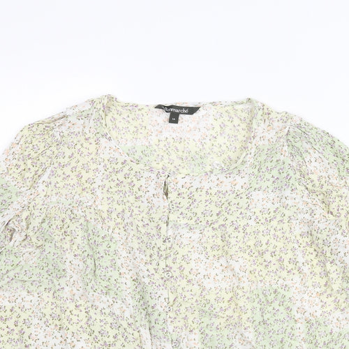 Bonmarché Womens Multicoloured Floral Viscose Basic Blouse Size 14 Round Neck