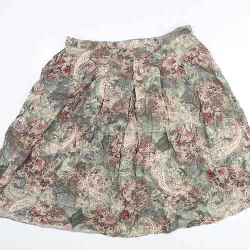 EWM Womens Multicoloured Geometric Viscose A-Line Skirt Size 18 - Pleated Front