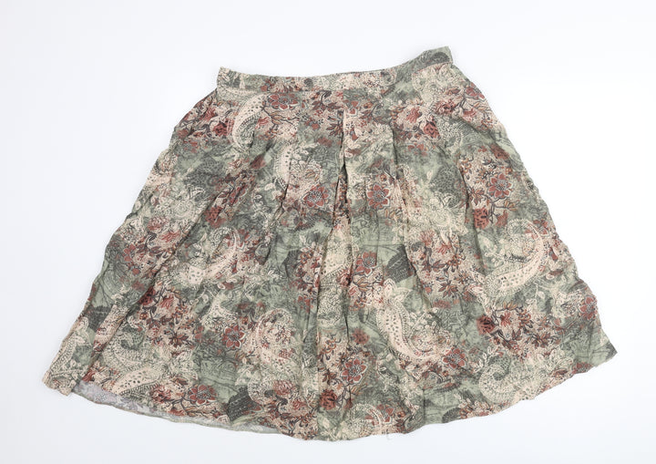 EWM Womens Multicoloured Geometric Viscose A-Line Skirt Size 18 - Pleated Front
