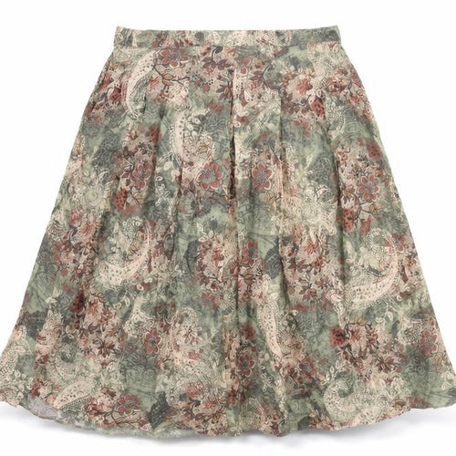 EWM Womens Multicoloured Geometric Viscose A-Line Skirt Size 18 - Pleated Front