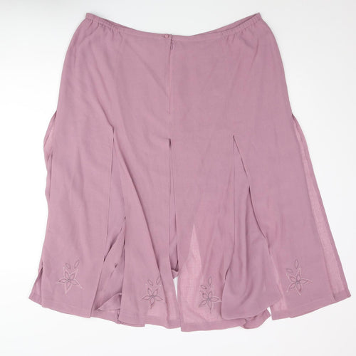 Jacques Vert Womens Purple Polyester Trumpet Skirt Size 22 Zip - Floral Embroidery