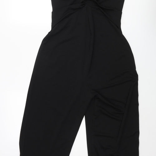 Want That Trend Womens Black Polyester Jumpsuit One-Piece Size 10 L21 in Pullover - Knot Detail