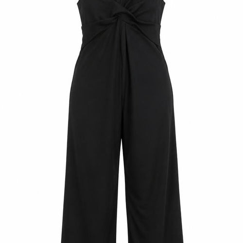 Want That Trend Womens Black Polyester Jumpsuit One-Piece Size 10 L21 in Pullover - Knot Detail
