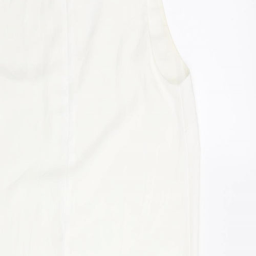 Glamorous Womens White Polyester Shift Size M Collared Zip - V Neck Cut Out