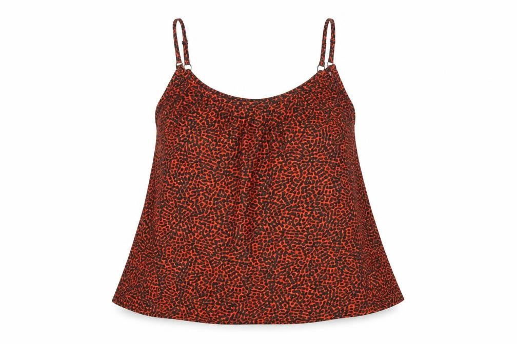 Front view of Next women’s multicoloured geometric polyester camisole blouse, size UK 8, scoop neck