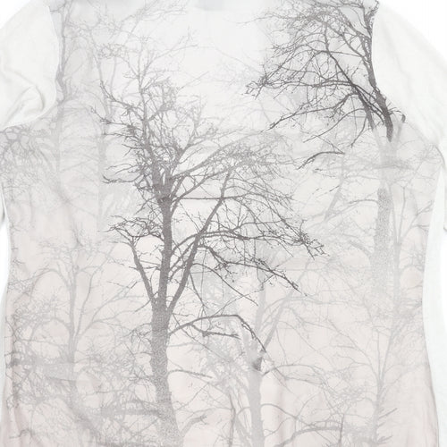 H&M Womens Grey V-Neck Acrylic Cardigan Jumper Size M - Tree Back Print