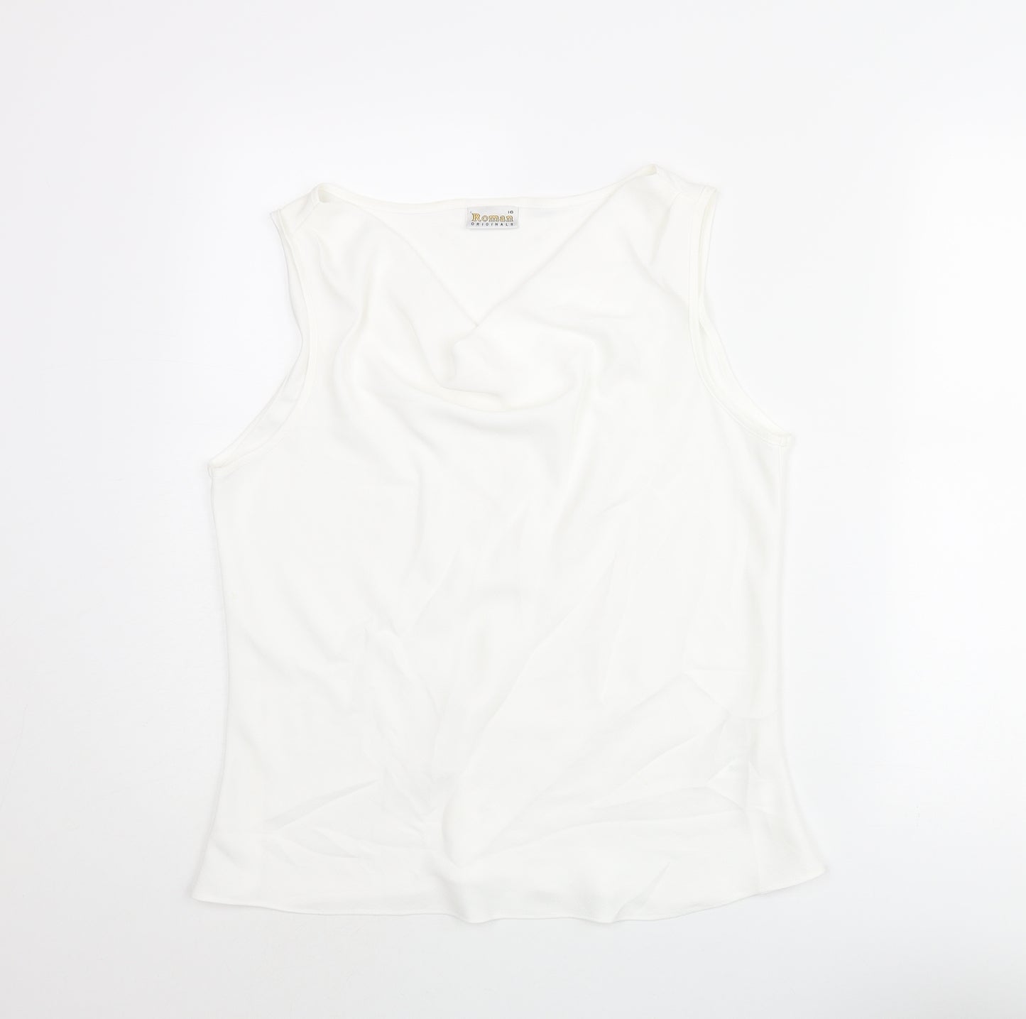Roman Womens White Polyester Camisole Blouse Size 16 Cowl Neck