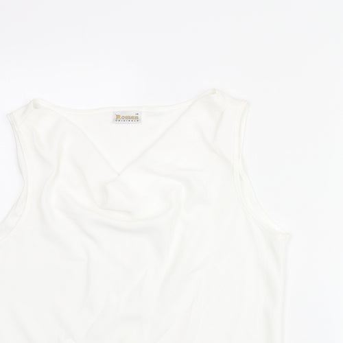 Roman Womens White Polyester Camisole Blouse Size 16 Cowl Neck