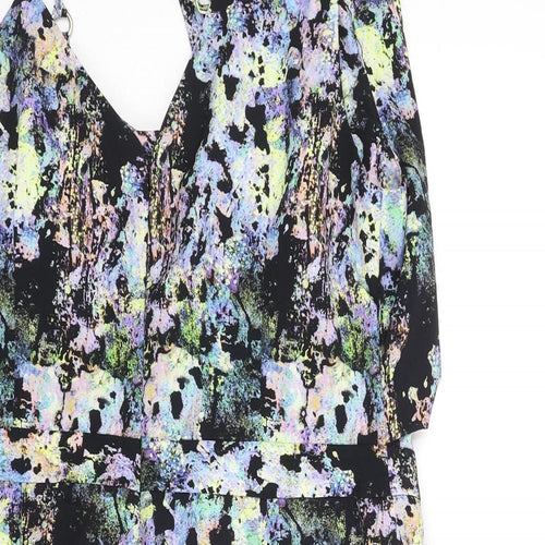 River Island Womens Multicoloured Geometric Polyester Playsuit One-Piece Size 16 Zip - Skort Wrap Style
