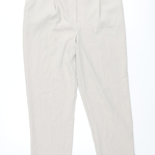 Warehouse Womens Beige Polyester Trousers Size 12 L26 in Regular Zip - Buckle