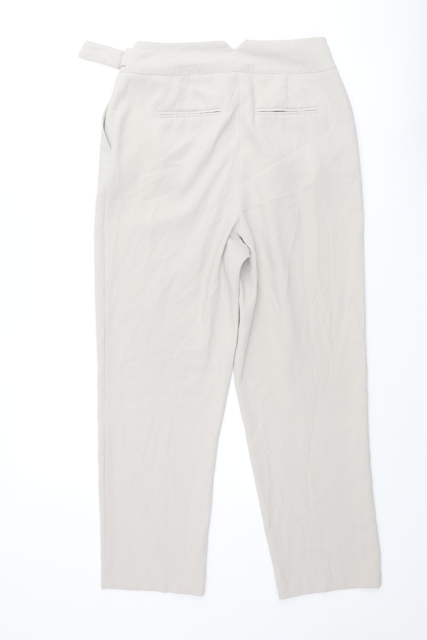 Warehouse Womens Beige Polyester Trousers Size 12 L26 in Regular Zip - Buckle