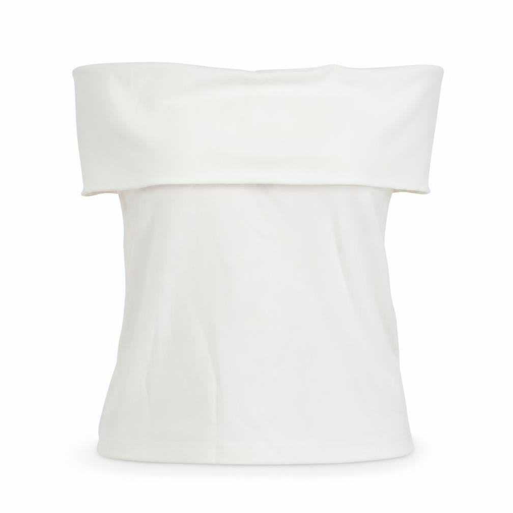 Front view of Zara women’s white polyester basic blouse, size S, square neck