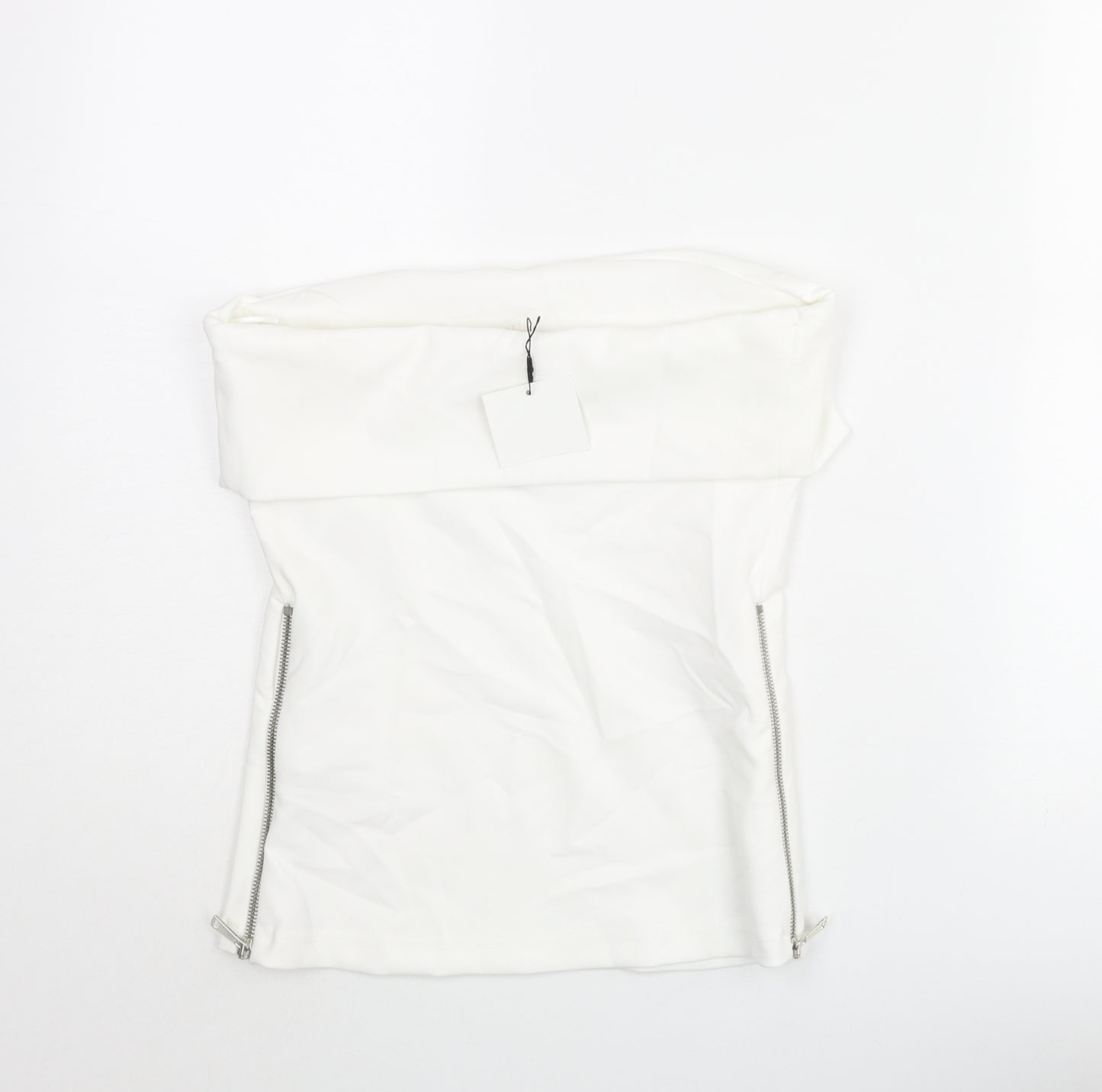 Zara Womens White Polyester Basic Blouse Size S Square Neck