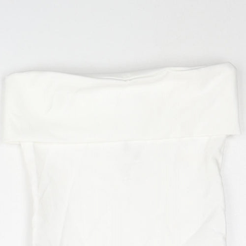 Zara Womens White Polyester Basic Blouse Size S Square Neck