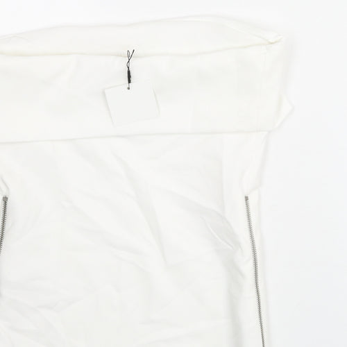 Zara Womens White Polyester Basic Blouse Size S Square Neck