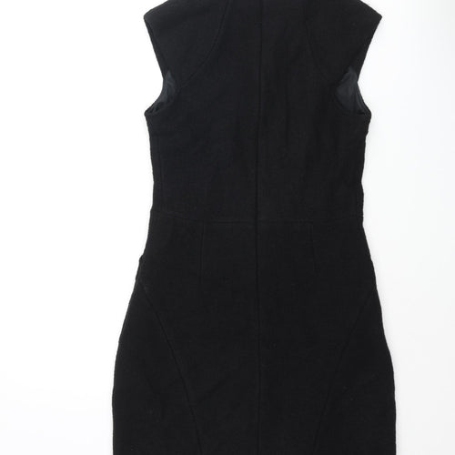 Zara Womens Black Polyester Mini Size M Mock Neck Zip - Textured
