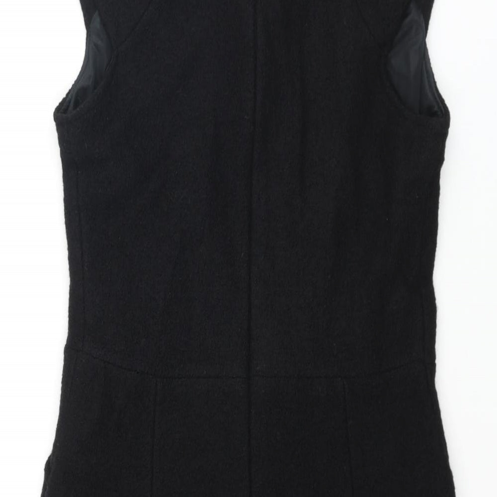 Zara Womens Black Polyester Mini Size M Mock Neck Zip - Textured