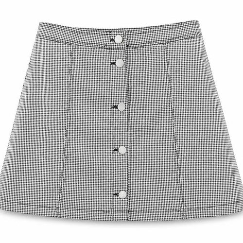H&M Girls Black Houndstooth Cotton A-Line Skirt Size 14 Years Regular Button