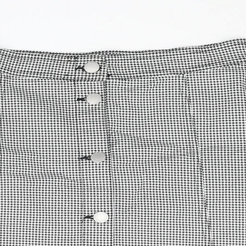 H&M Girls Black Houndstooth Cotton A-Line Skirt Size 14 Years Regular Button