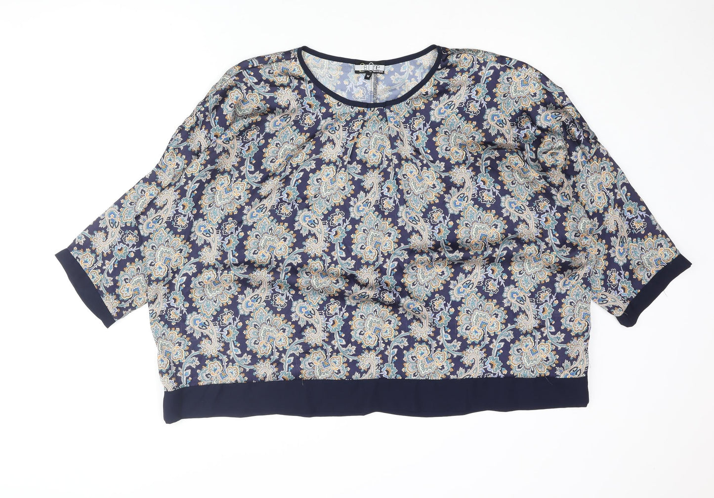2 Bone Womens Multicoloured Paisley Polyester Basic Blouse Size 16 Round Neck