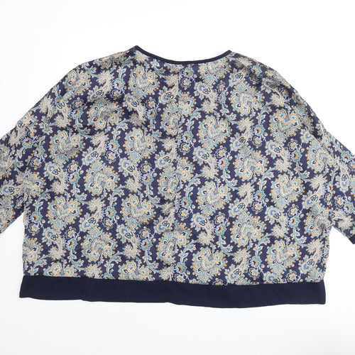 2 Bone Womens Multicoloured Paisley Polyester Basic Blouse Size 16 Round Neck