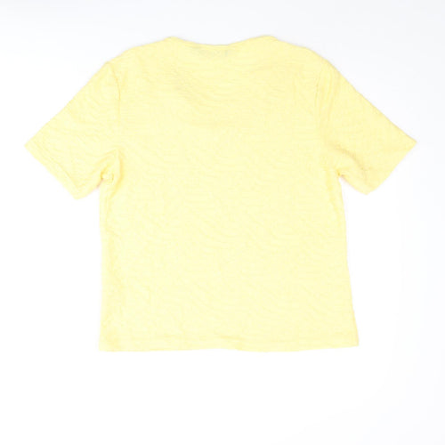 EWM Womens Yellow Polyester Basic Blouse Size S Round Neck - Textured