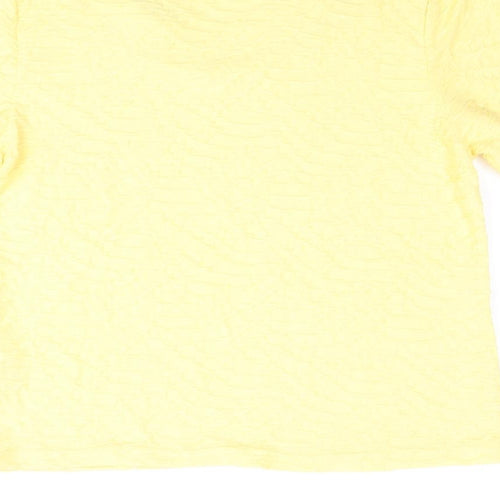 EWM Womens Yellow Polyester Basic Blouse Size S Round Neck - Textured