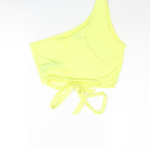 Miss Selfridge Womens Yellow Polyester Cropped Blouse Size 12 One Shoulder - Tie Detail