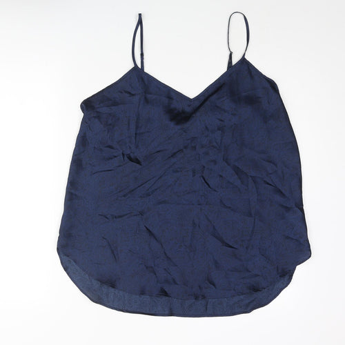 Gap Womens Blue Geometric Polyester Camisole Blouse Size XL V-Neck